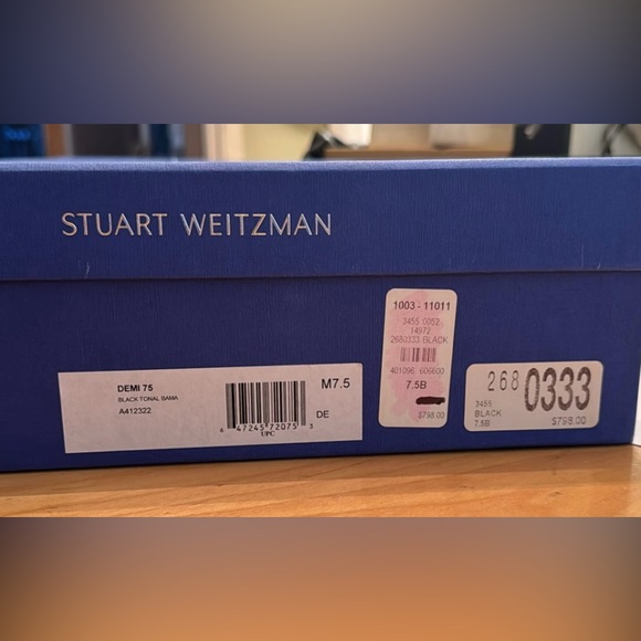 Stuart Weitzman Black Thigh High Leather Boots, Demi 75 Size 7.5 - Picture 4 of 4